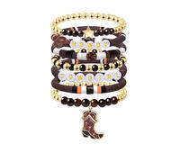 Western Cowgirl Beaded Bracelets, Stackable Bracelets for Women Adjustable Stretch Hat Boot Bracelet Cow Country Cowgirl Cowboy Gifts Bohemian Jewelry for Women Birthday Christmas Stocking Stuffers, 7