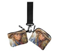 Western Cowgirl Beautiful Colorful Women's Dual Wallets Business Card Cases Minimalist Coin Purse Wallet Bag with Zipper Coin Pocket for Ladies 2 Packs, Western cowgirl beautiful colorful, One Size