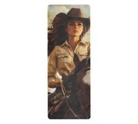 Western Cowgirl Beautiful Wild West anti slip yoga mat for home gym printed, non slip, hot yoga towel with bag tapete para ejercicio 71x26 inches