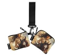 Western Cowgirl Beautiful Wild West Dual Coin Purse Credit Card Holder Wallet Cute Fashion Business Card Holder with Wristlet Strap for Women 2 Packs billetera de Mujer para tarjetas