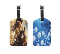 Western Cowgirl Beautiful Wild West White Dandelions 2 Pcs Luggage tag Ship Essentials Luggage Tags Personalized for Airplane