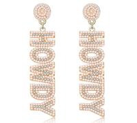 Western Cowgirl HOWDY Drop Dangle Earrings for Women Handmade Beaded Crystal Cowboy Earrings Southern Nashville Rodeo Outfits Country Concert Party Accessories for Women, S, Zinc, No Gemstone