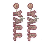 Western Cowgirl HOWDY drop Dangle Earrings Handmade Beaded Crystal Cowboy Nashville Country Concert Rodeo Outfits Party Accessories for Women, Crystal Resin Pearl, crystal