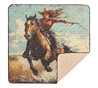 Western Cowgirl Wild West Large Sturdy Baby Playmat for Floor Comfortable Tummy Time & Crawling Mat for Baby Kids Toddlers Infants, 50'' x 50''