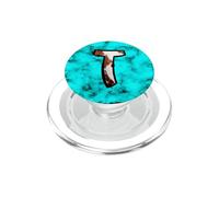 Western Cowhide Letter T Initial Alphabet Design PopSockets PopGrip for MagSafe