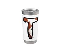 Western Cowhide Letter T Initial Alphabet Design Stainless Steel Insulated Tumbler