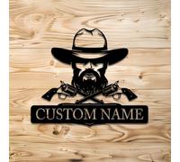 Western Custom Metal Sign, Personalized Western Cowboy Metal Sign, Rustic Western Wall Decor, Texas Home Decor, Custom House Number, Cowboy Wall Art,Cowboy Name Sign,Man Cave (Cowboy D)