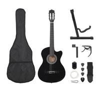 vidaXL 12 Piece Western Classical Guitar Set With 6 Strings Black 38", Black