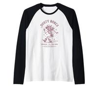 Western Dancing Dusty Boots Cowboy Hat Cowgirl Skeleton Raglan Baseball Tee