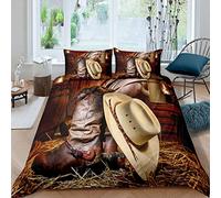 Western Decor Duvet Cover Retro Cowboy Style Bedding Set Wild West Themed Comforter Cover for Boys Teens Men Grunge Design Bedspread Cover Double With 2 Pillow Case