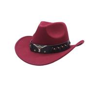 Western Denim Curved Top Hat Woolen Big Brimmed Hat Autumn and Winter Style British Jazz Cowboy Party Hats Mini (One Size)