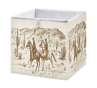 Western Desert Cowboys Storage Basket Bin Toys Storage Box Cloth Shelf Basket Nursery Kids Bedroom Home Decor 15.74x10.62x1.69 in American Wild West Desert