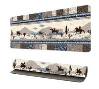 Western Desert Desk Mat for Women, Western Scene Large PU Leather Keyboard Pad with Non-Slip Base for Office, Gaming & Home Decor Gift 23.62 * 11.81 Inch