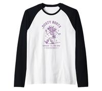 Western Dusty Boots Cowboy Hat Cowgirl Dancing Skeleton Raglan Baseball Tee
