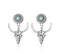 Western Earrings for Women Silver Turquoise Dangle Boho Chic Rodeo Jewelry, Zinc, No Gemstone