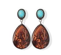 Western Earrings Western Outfit for Women Vintage Concho Earrings Oval Turquoise Dangle Earrings Rodeo Country Concert Outfits Jewelry Gifts, Metal, No Gemstone