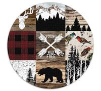 Western Elements Jigsaw 1000 Piece Round Puzzle Deer Head Plaid Beautiful Decoration Puzzle Perfect for Home Decor And Gifts 1000pcs (67.5x67.5cm)
