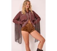 Western Embroidered Fringe Shirt NastyGal Chocolate 8
