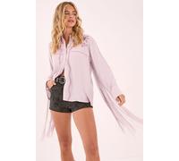 Western Embroidered Fringe Shirt NastyGal Dusty Mauve 14
