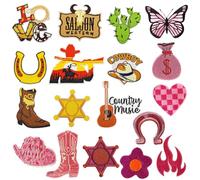 Western Embroidered Iron on Patches 18Pcs DIY Vintage Applique Patches Decorative Accessories for Cowgirl Cowboy Hats Jackets Backpacks Clothing Jeans