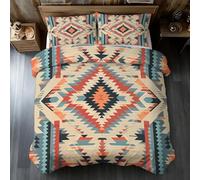 Western Emperor Duvet Cover Set, Southwestern Aztec Navajo Bedding Set, Microfiber Soft Reversible Quilt Cover 290x235 + 2 Pillowcase, Zipper Closure, Bedroom Decor BhT38