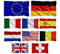 Western Flags, Country Flags 10Pcs 3x5ft Vivid Fade Resistant Waterproof World Flags Includes European Union, Italy, German, Spain, Netherland, France, Switzerland, Britain, America, Belgium