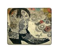 Western Floral Mouse Pad, Black and White Country Style with Stitched Edge, Washable Non-Slip Rubber Mouse Pad, Gaming Mouse Pad for Home and