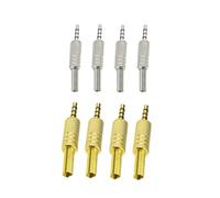 Western Gadget® 4pcs 3.5mm 4 Pole TRRS Male Jack Plug Gold Solder Connector Rewireable DIY Replacement for Audio Video Cables Metal Housing with Strain Relief for 5mm Cable (Silver)
