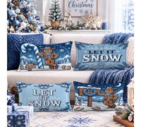 Western Gingerbread Cowboy Holiday Man Throw Pillow Covers 12x20 Set of 4
