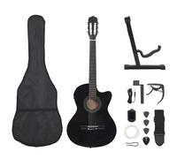 vidaXL Western Guitar Set 12 Pieces with Equalizer 6 Strings Western Guitar Concert Guitar String Instrument Musical Instrument Black