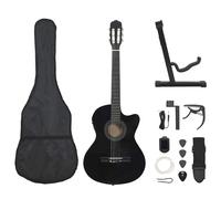 vidaXL Western Guitar Set 12 Pieces with Equalizer 6 Strings Western Guitar Concert Guitar String Instrument Musical Instrument Black