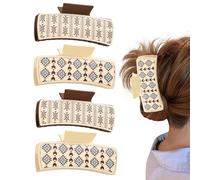 Western Hair Claw | 4X Non-Skid PU Leather Hair Jaw Clips,Big Clips, Strong Grip Hair Catch for Women and Girls, Hair Accessories for Thin Hair