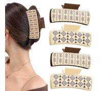 Western Hair Claw | 4X Non-Slip PU Leather Jaw Clips - Strong Grip Hair Barrettes, Hair Accessories, Large Claw Clips for Long Hair