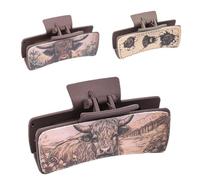 Western Hair Clips for Women - 3x PU Leather Western Claw Clips for Women,Thick Thin Hair Accessories, Aesthetic Cowgirl Stuff, Strong Hold Hair Clips