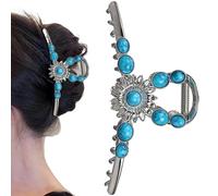 Western Hair Clips, Vintage Turquoise Hair Clip, 4.5 Inch Extra Large Claw Clip, Nonslip Western Claw Clips for Women Lady Girls Thick