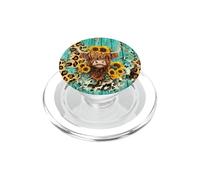 Western Highland Cow Sunflowers Leopard Turquoise Cowhide PopSockets PopGrip for MagSafe