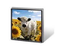 Western Highland Cow Sunflowers Square Lapel Pins Backpack Pin Cute Brooch Decoration Brooches for Women Men Fashion Button Badges for Hat Backpacks Purses Jackets Shirt Suit