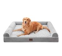 WESTERN HOME Dog Beds Large Washable,Soft Orthopedic Dog Beds with Removable Washable Cover,Extra Large Waterproof Dog Bed with U-Shape Bolster Grey,106x76x19cm