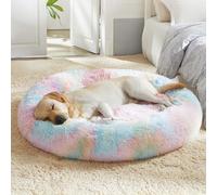 WESTERN HOME WH Calming Dog & Cat Donut Cuddler, Anti-Anxiety Warming Cozy Soft Round Bed, Fluffy Faux Fur Plush Cushion for Small Medium Dogs and Cats