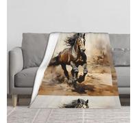 Western Horse Blanket.Thickened Plush Fleece Throw Blanket Full-Print 60x50in Velvet Soft Bed Sofa Cover.