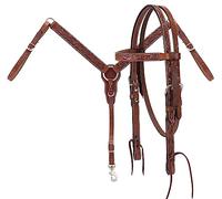 Western Horse Headstall Bridle Breast Collar Reins Tack Set Leather Floral Tooled Handmade Full Cob Pony Breastplate ME-HBC-083 (Cob)