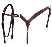 Western Horse Headstall Bridle Breast Collar Reins Tack Set Leather Floral Tooled Handmade Full Cob Pony Breastplate ME-HBC-044 (Cob)