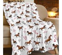 Western Horse Heart Print Blanket Farmhouse Country West Cowgirl Cowboy Throw Blankets for Couch Sofa Stuff Decor Gifts Soft Cozy Fleece Plush Flannel Bedding for Lover Girls Man Woman Adults 40"x50"