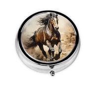 Western Horse Mini Round Pill Box, can be Put into Wallet, Pocket, Light and Convenient, 3 Compartment Pill Box, Portable Pill Box,