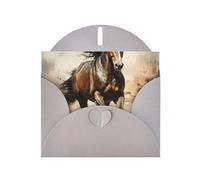 Western Horse Print Shimmer Blank Greeting Cards with Envelopes, Elegant DIY Invitations,Thank You Notes