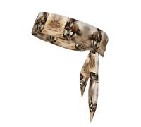 Western Horse Printed Sports Headband, Double-Sided with Ties, Versatile for Jogging, Cycling, or Exercising.