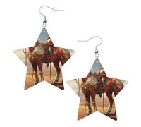 Western Horse Prints Leather star earrings Pendant Stylish and light Lightweight Dangle for Women Girls, One Size, Leather, No Gemstone