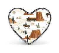 Western Horses Cowboys Cute Brooch Badge Metal Heart Shaped Lapel Pins for Men Women Clothes Bag Hat Jewelry Accessories