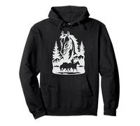 Western Indian Horse Rider Silhouette, Native Indian Riding Pullover Hoodie