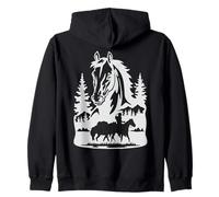 Western Indian Horse Rider Silhouette, Native Indian Riding Zip Hoodie